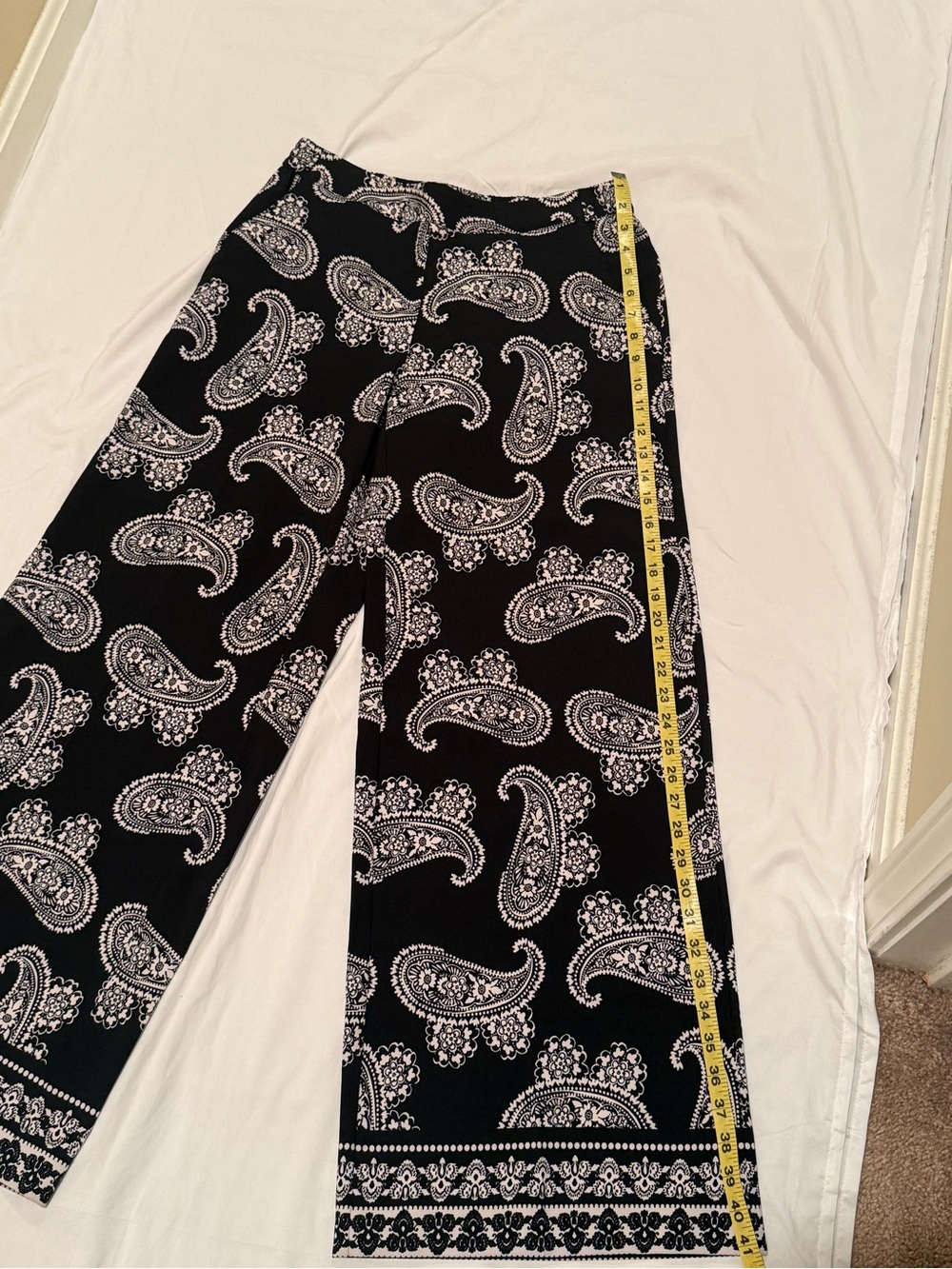 New York & Company Paisley Wide-Leg Palazzo Pants - Size Small - Picture 9 of 14
